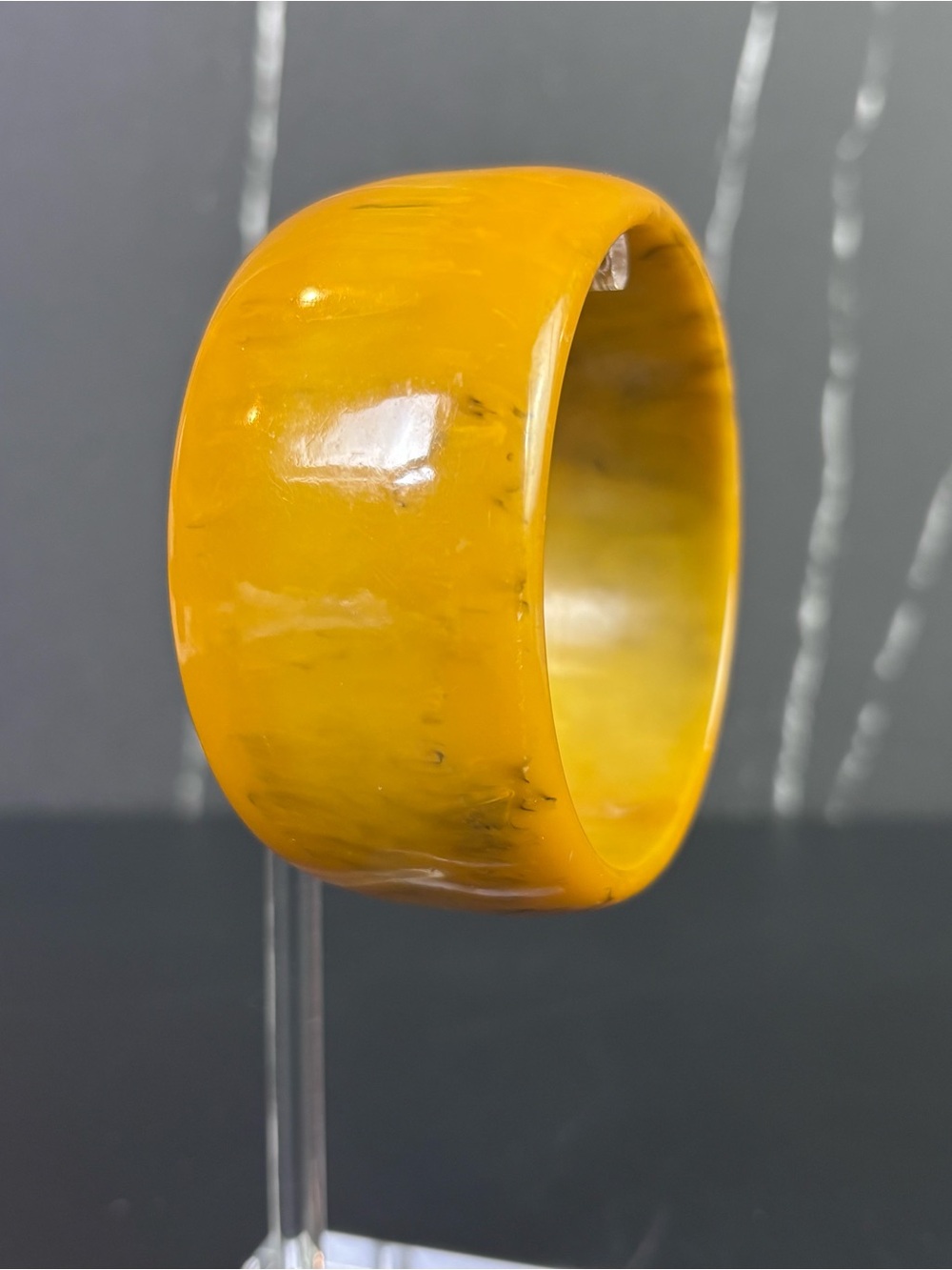 Vtg Butterscotch Bakelite Bangle Chunky Marbled Art Deco Statement Y2K Layer